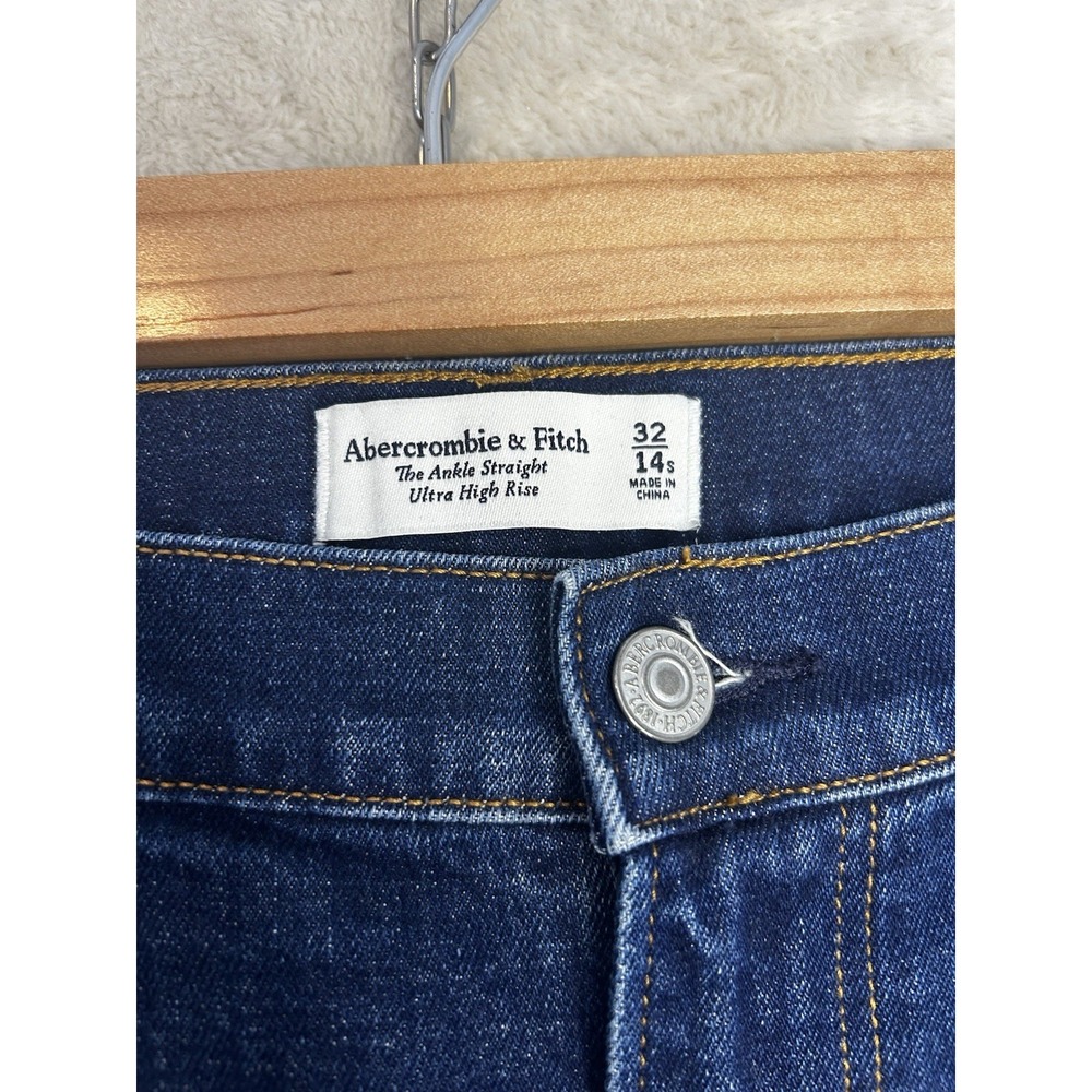 Abercrombie & Fitch Ankle‎ Straight Ultra High Rise Jeans Dark Wash 32 14s Blue - Picture 4 of 7